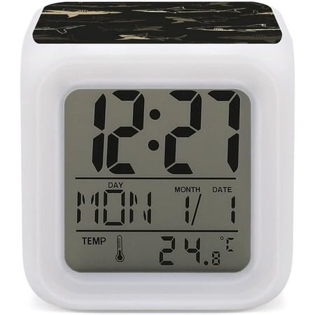 Vintage Retro Swimming Sharks On Dark 7 Color Led Change Digital Glowing Alarm Cloc[2938]