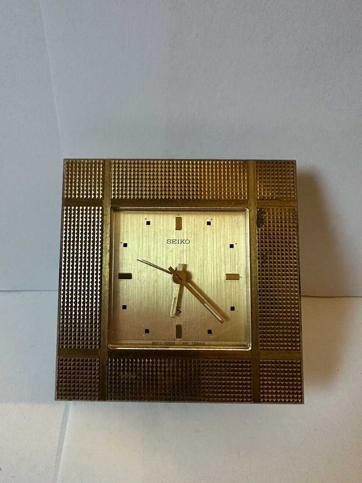 VINTAGE SEIKO QUARTZ MANTEL OR TABLE CLOCK Gold tone Rare Working