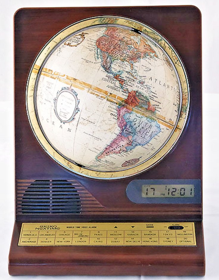 Vintage SEIKO world time Japanese voice alarm desk top clock Quartz with Box