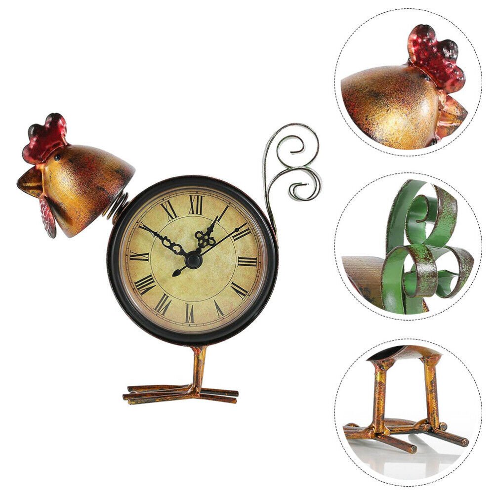 Vintage Silent Table Clock Alarm Chick Ornament Without Battery
