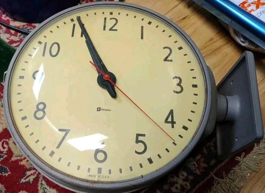 Vintage Simplex Train Subway Station School Industrial Double Sided Wall Clock