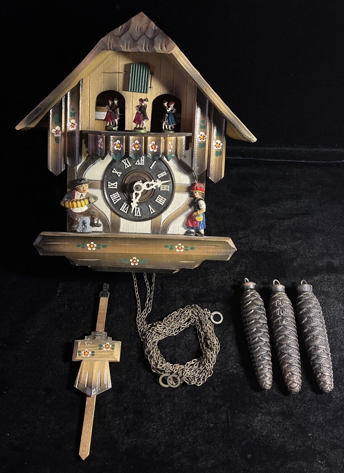 Vintage Swiss Movement Black Forest German Musical Cuckoo Clock