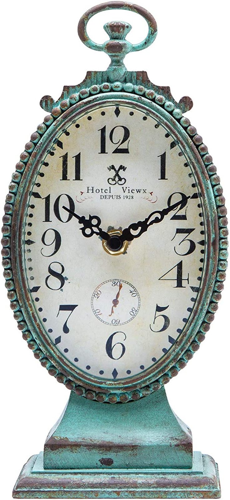 Vintage Table Clock - Battery Operated Rustic Distressed Style - Shabby Chic Hom