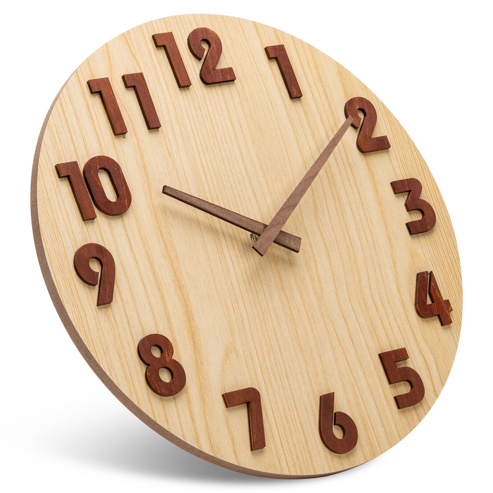 Vintage Wall Clock Large Wooden Silent Battery Operated Analog Clock Home Decor