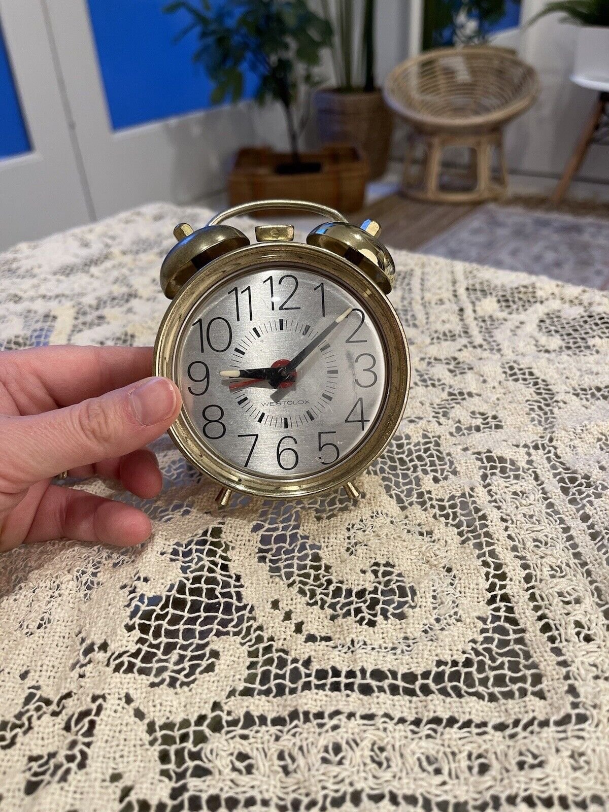 Vintage Westclox Baby Twin Bell Wind Up Brass Clock