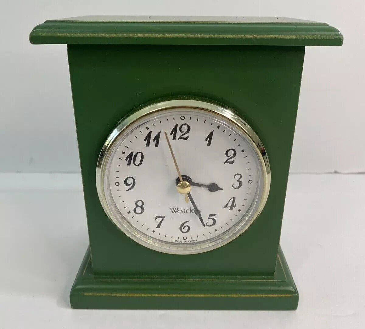 Vintage Westclox Quartz Clock 1992 Wood Small Desk Shelf Mantle Table Clock WORK