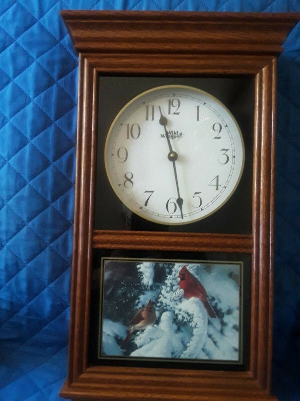 Vintage Wild Wings Regulator Wall Clock Wood W/ Cardinals