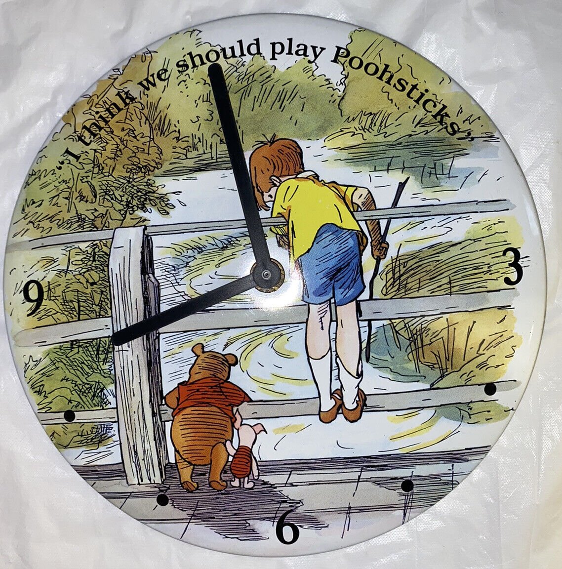 VINTAGE Winnie The Pooh Quartz 1970s CHILDREN'S TIN WALL CLOCK