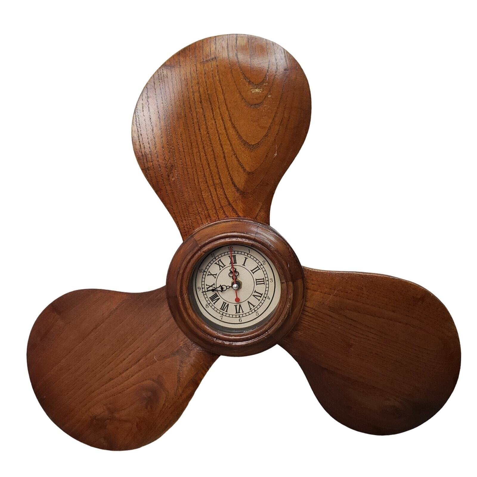 Vintage Wooden Boat Propeller Wall Clock 16" Nautical Tianguan Quartz M2000A