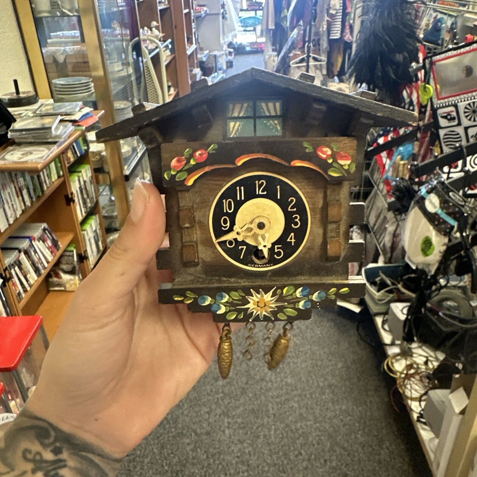 VINTAGE Wooden Germany Wall Clock Miniature