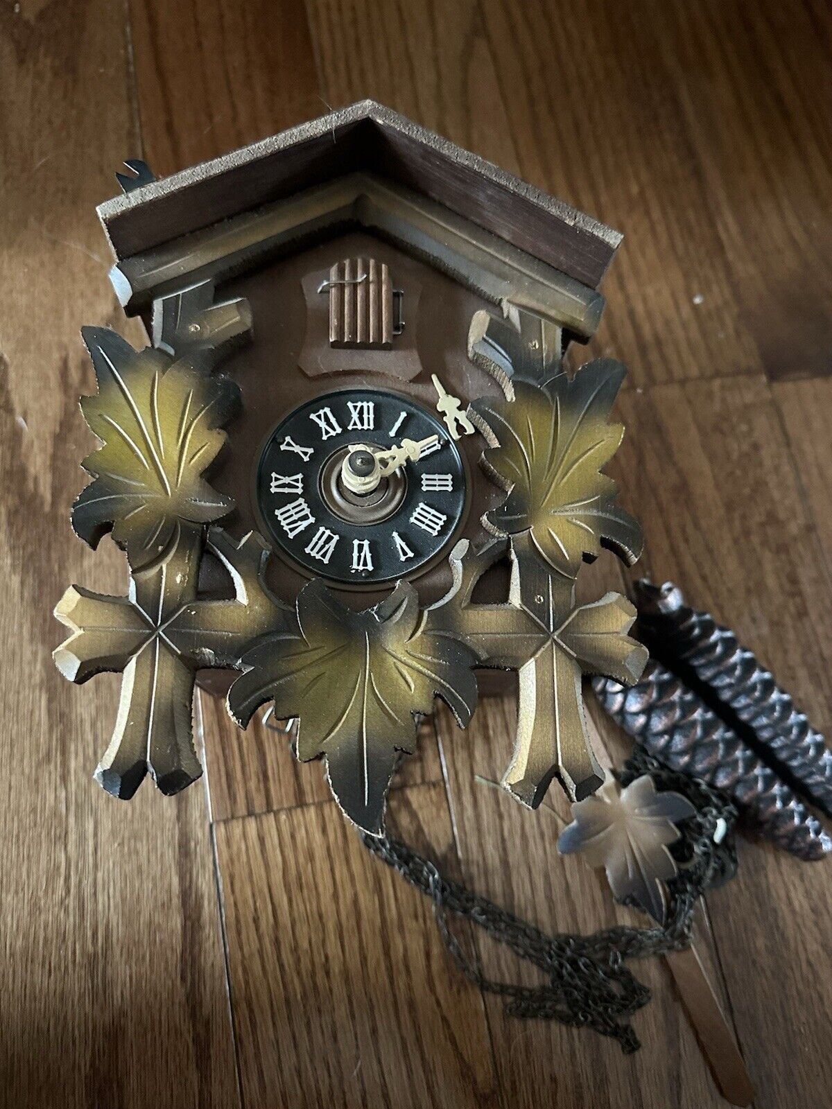 Vintage wooden Small German Cuckoo Clock With Weights Not Tested