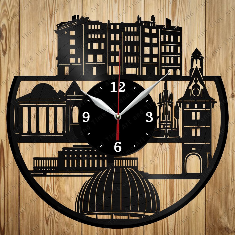 Vinyl Clock Geneva Skyline Vinyl Record Clock Handmade Original Gift 7087