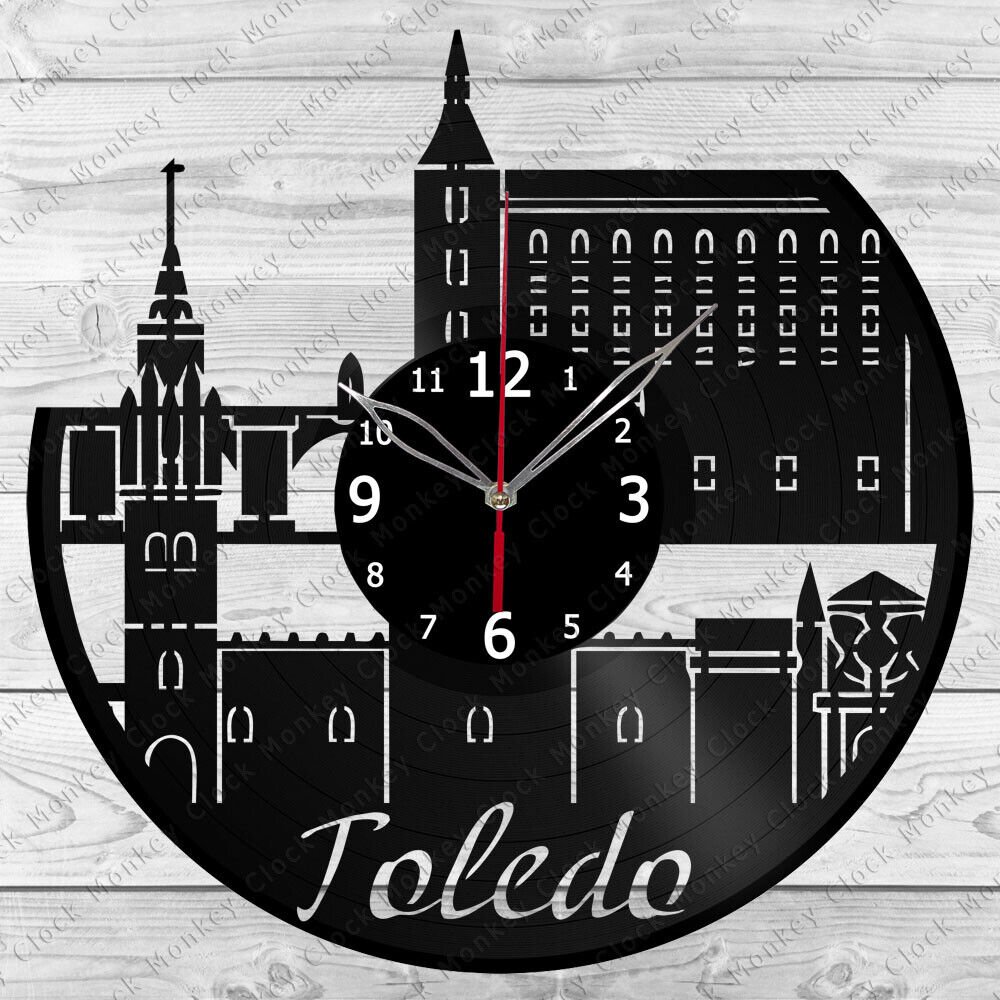Vinyl Clock Toledo Skyline Vinyl Record Wall Clock Home Art Decor Handmade 6804