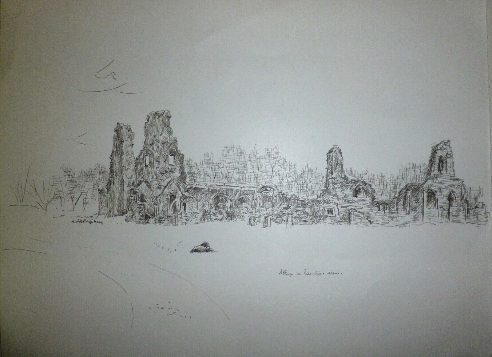 Violette Rougier Lecoq ink drawing on paper signed Rougier-Lecoq SCARCE!