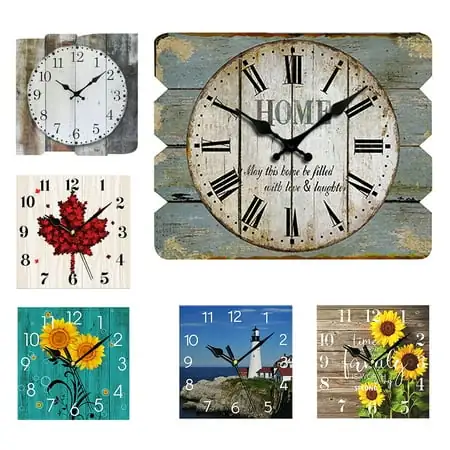 VOCOO Wall Clock, Square Silent Non Ticking Battery Operated Clock for Living Room, Bathroom