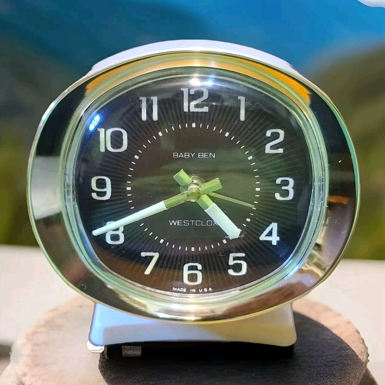 Vtg. 1970s WESTCLOX Baby BEN Ivory Gold Wind Up Alarm Clock Glows Tested Works