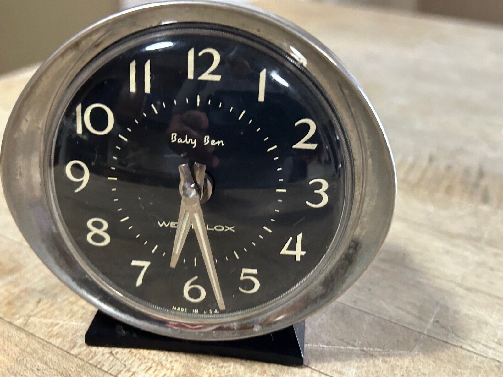 VTG Westclox Baby Ben Black Face Desk Alarm Clock Model 11038 USA VGUC