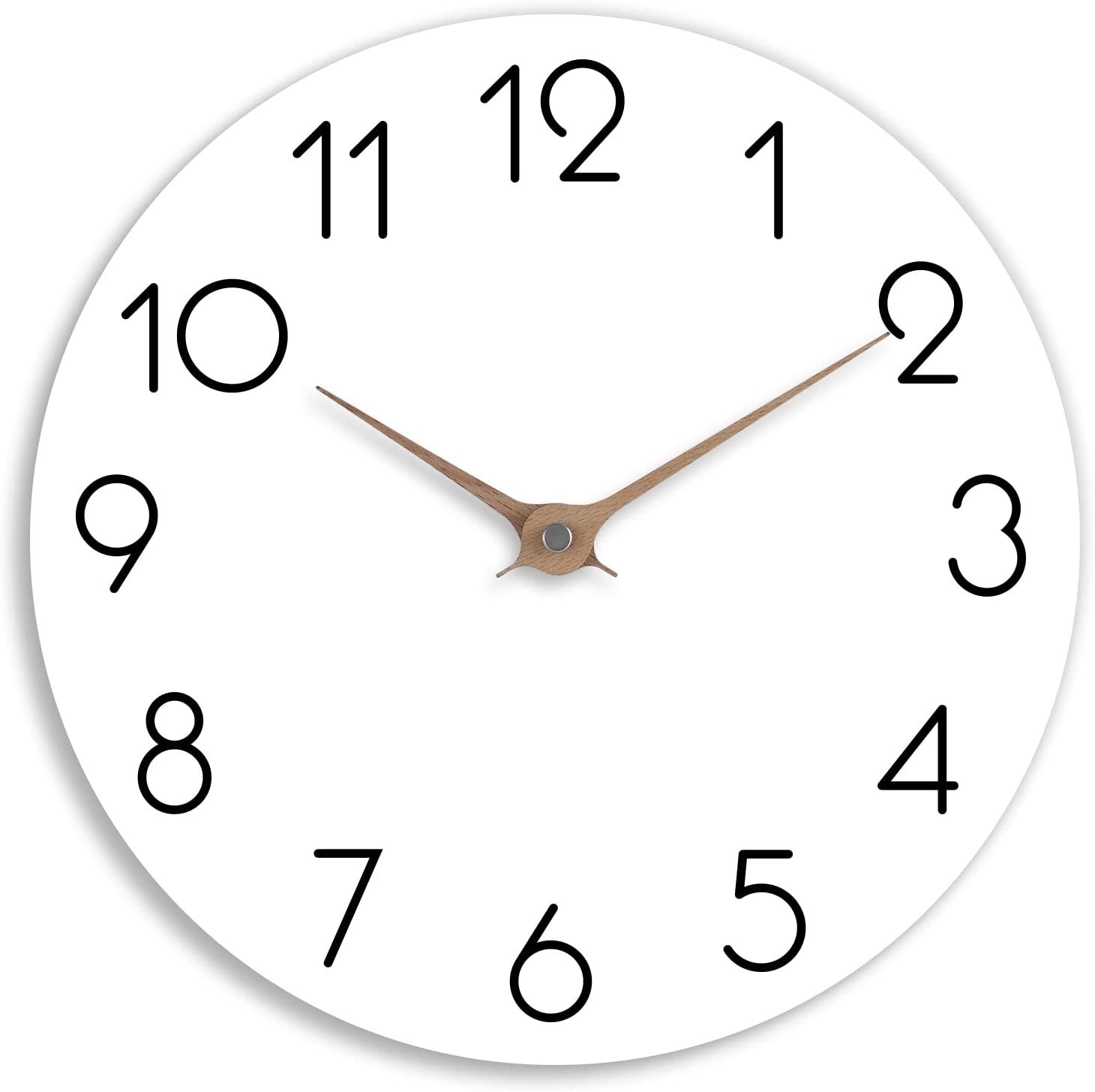 Wall Clock - White Kitchen Wall Clocks Battery Operated, Small Silent Non-Tickin