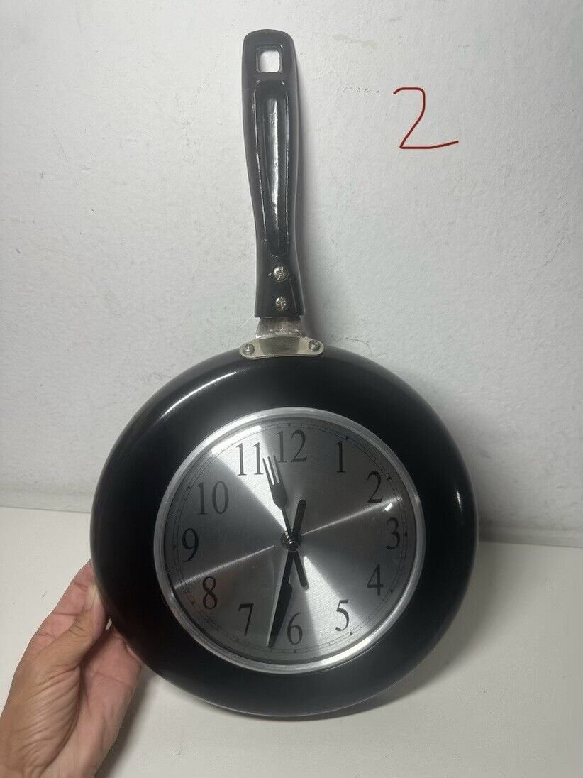 Wall Clock, 10 inch Metal Frying Pan Kitchen Wall Clock