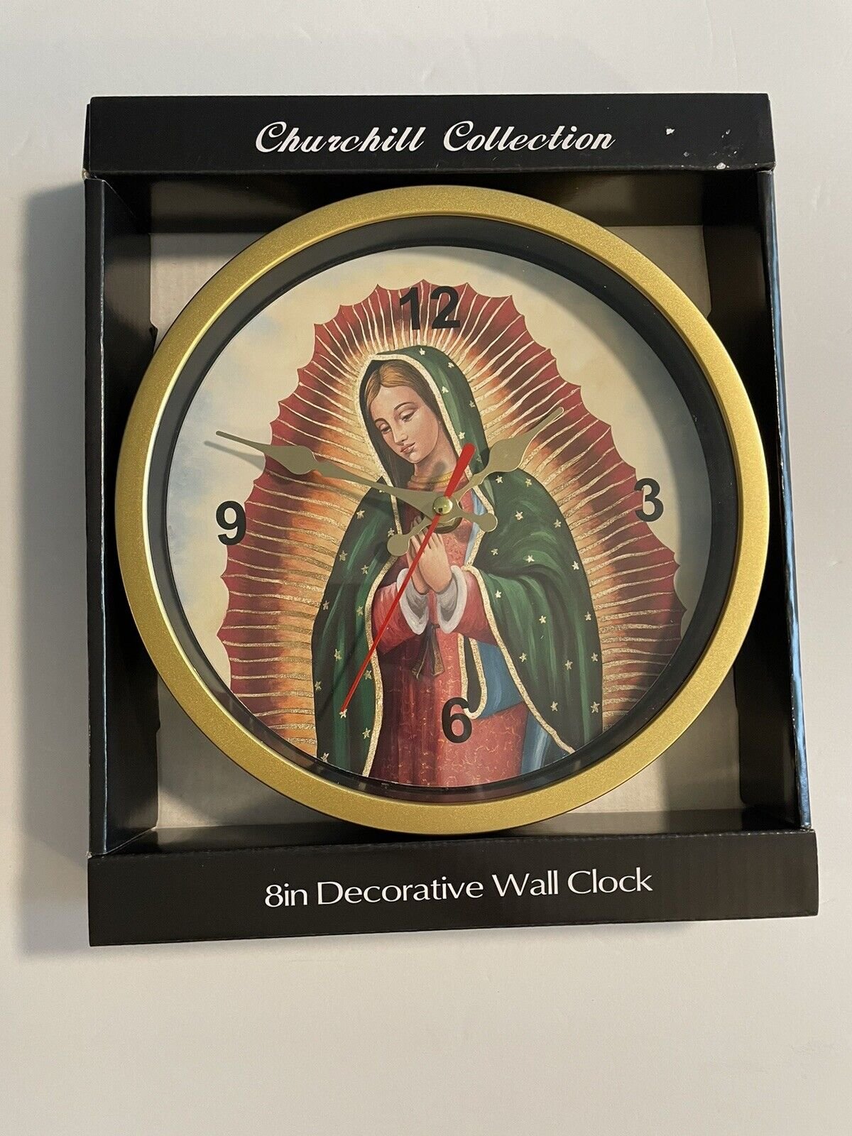Wall Clock 8" Mother Mary Virgin of Guadalupe Catholic Time Piece Religion