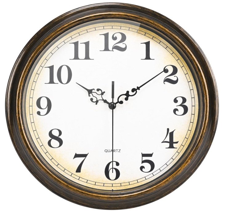 Wall Clock Battery Operated Silent Non-Ticking Vintage Wall Clocks for Kitchen,