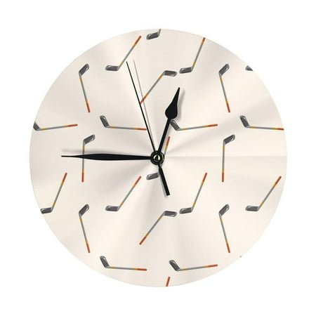 Wall Clock, cute hockey sticks Wall Clocks Battery Operated Silent Kitchen Office Wall Clock Decorative, Wall Clock for Living Room School Classroom Bedroom Home Decor