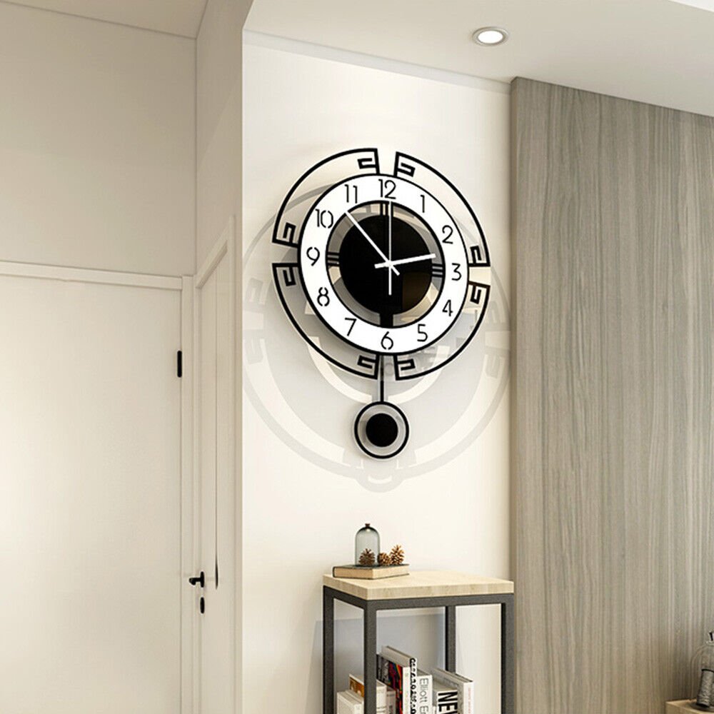 Wall Clock for Living Room Decor, Decorative Modern Wall Clocks with Pendulum