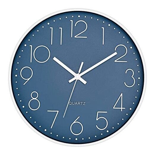 Wall Clock, Large Silent Non-Ticking Wall Clock Battery 14 Inch Cerulean