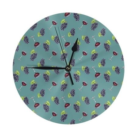 Wall Clock, Purple Grapes Pattern Wall Clocks Battery Operated Silent Kitchen Office Wall Clock Decorative, Wall Clock for Living Room School Classroom Bedroom Home Decor