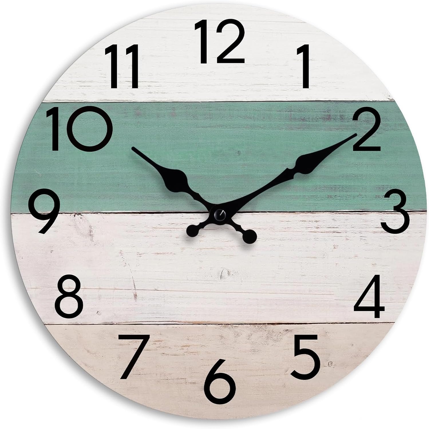 Wall Clock Silent Non-Ticking Wooden Clocks Battery Operated 8 Inch Small Countr