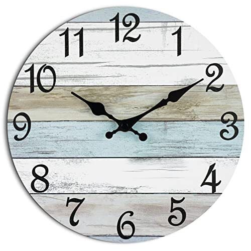 Wall Clock Silent Non Ticking Wall Clocks Battery 10 inches B-white,brown,blue