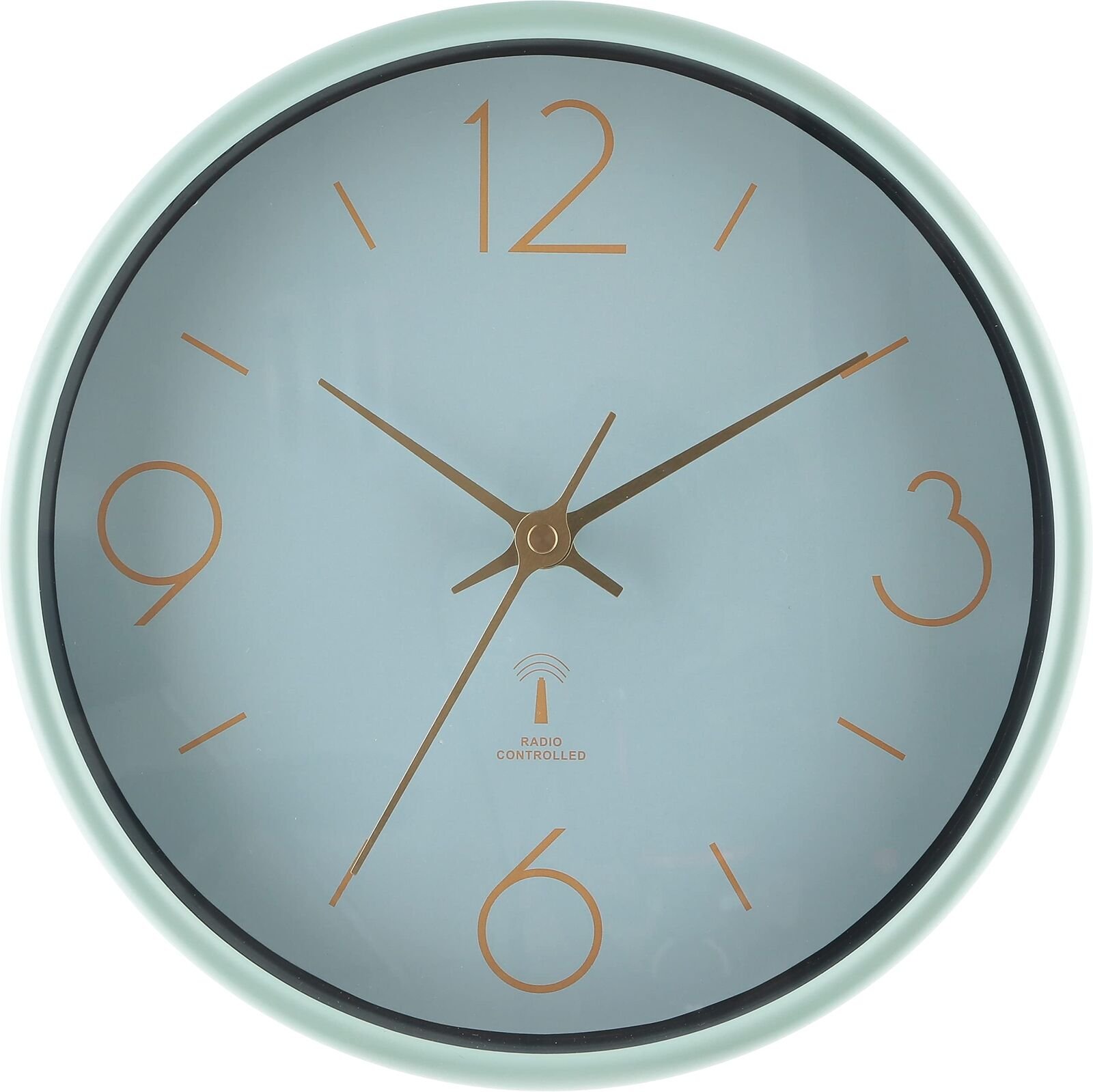 Wall Clock Stylish Simple Design Radio Controlled Mint Green Brand New