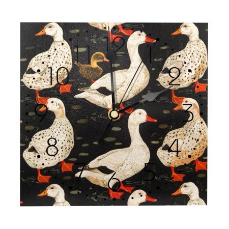 Wall Clocks, White Ducks and Duckling Battery Operated Number Clock for Bedroom Living Kitchen Office Home Decor Silent & Non-Ticking