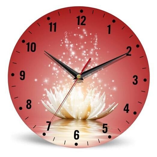 Wall Clock,Wall Clocks for Living Room Decor,Glowing Floral Lotus Flower