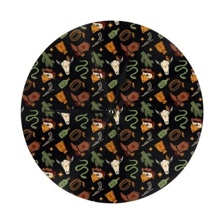 Wall Clock, Wild West Cowboy Wall Clocks Battery Operated Silent Kitchen Office Wall Clock Decorative, Wall Clock for Living Room School Classroom Bedroom Home Decor