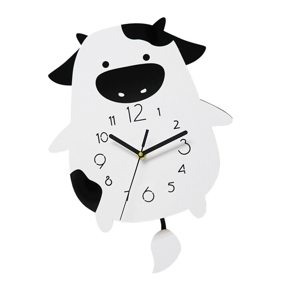 Wall Clock with Pendulum Cow Swing Shaped Dining Room Bright Color