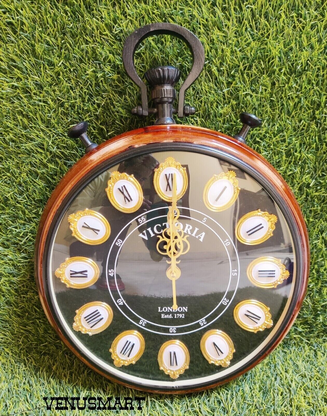 Wall Clock Wooden 15" Clock For Home/Office Décor Round Clock Victorian Gift