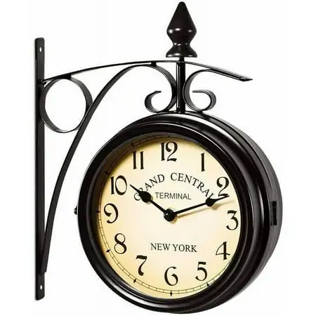 Wall Clock Wrought Iron Garden Clock Handcrafted 2 Sided Clock Grand Central Terminal New York