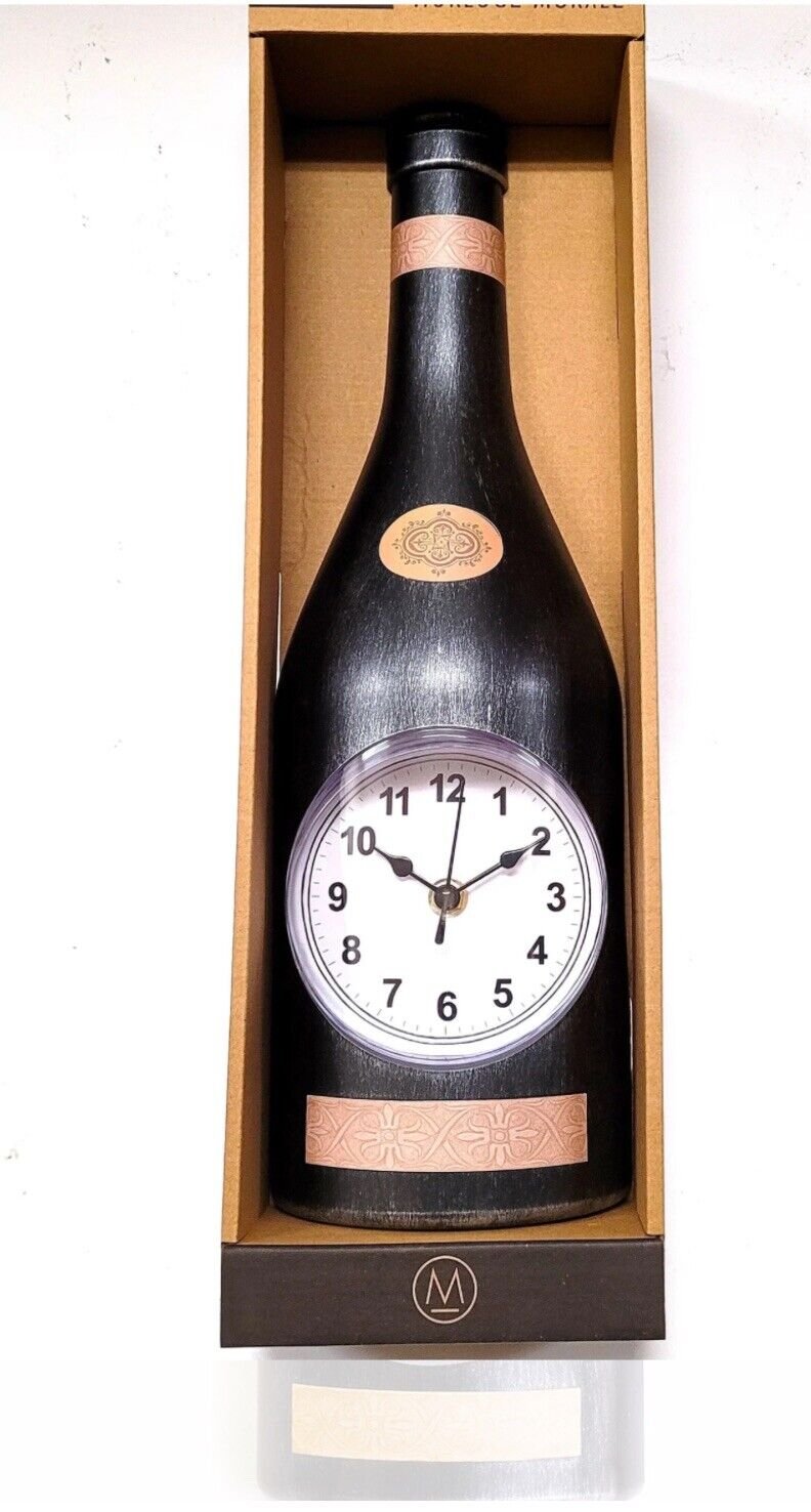 Wall or Desk Clock Bar Clock Bottle Shaped Wine Decor Hanging Clock Red/Wine 16"