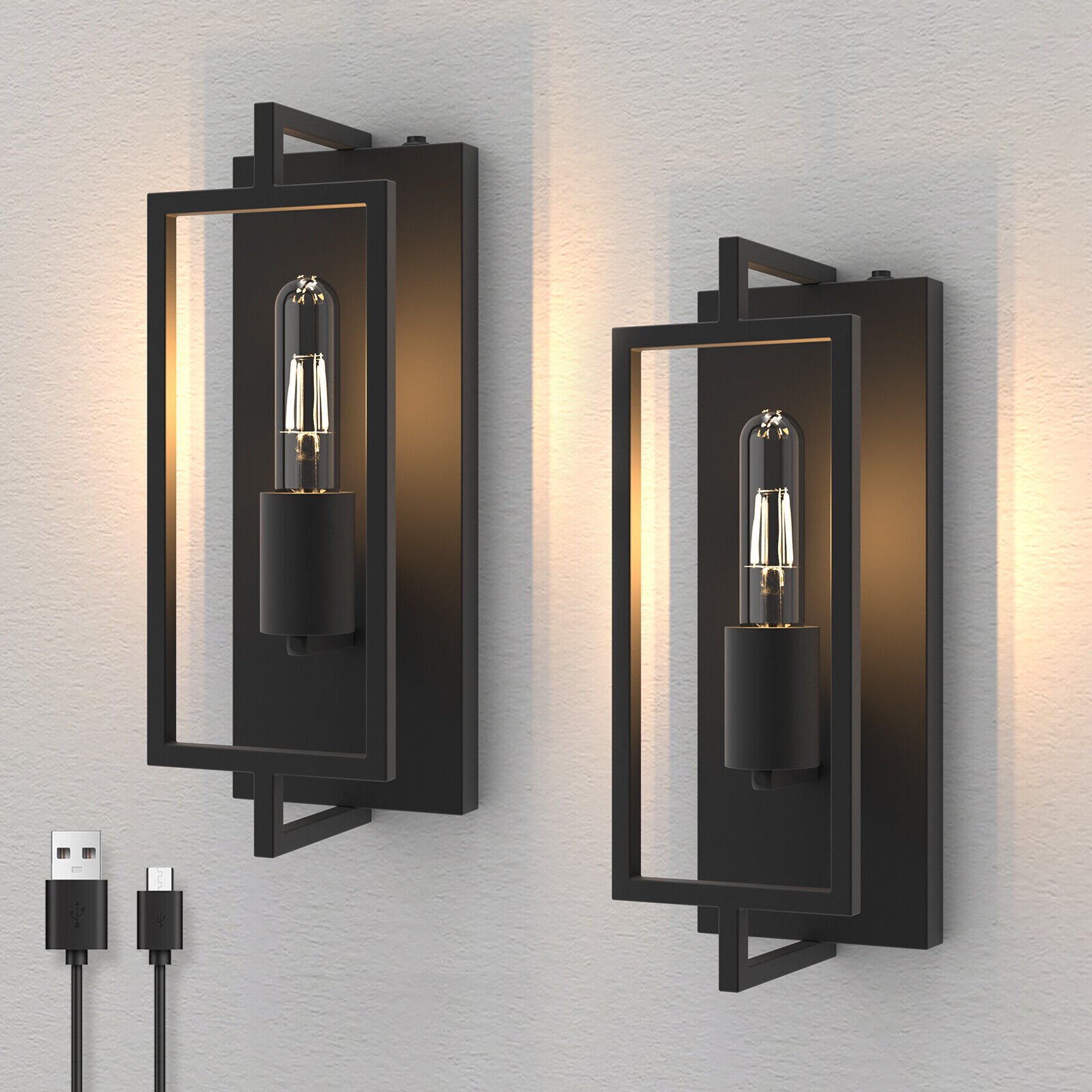 Wall Sconces Light Pair Battery Operated Indoor Light Fixtures For Bathroom