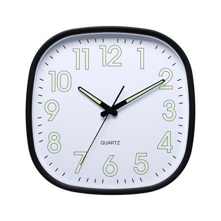 Waroomhouse No Ticking Wall Clock Square Shape Silent Non-ticking Quartz Movement Wall Clock High Accuracy Print Battery Operated Wall Hanging for Bedroom