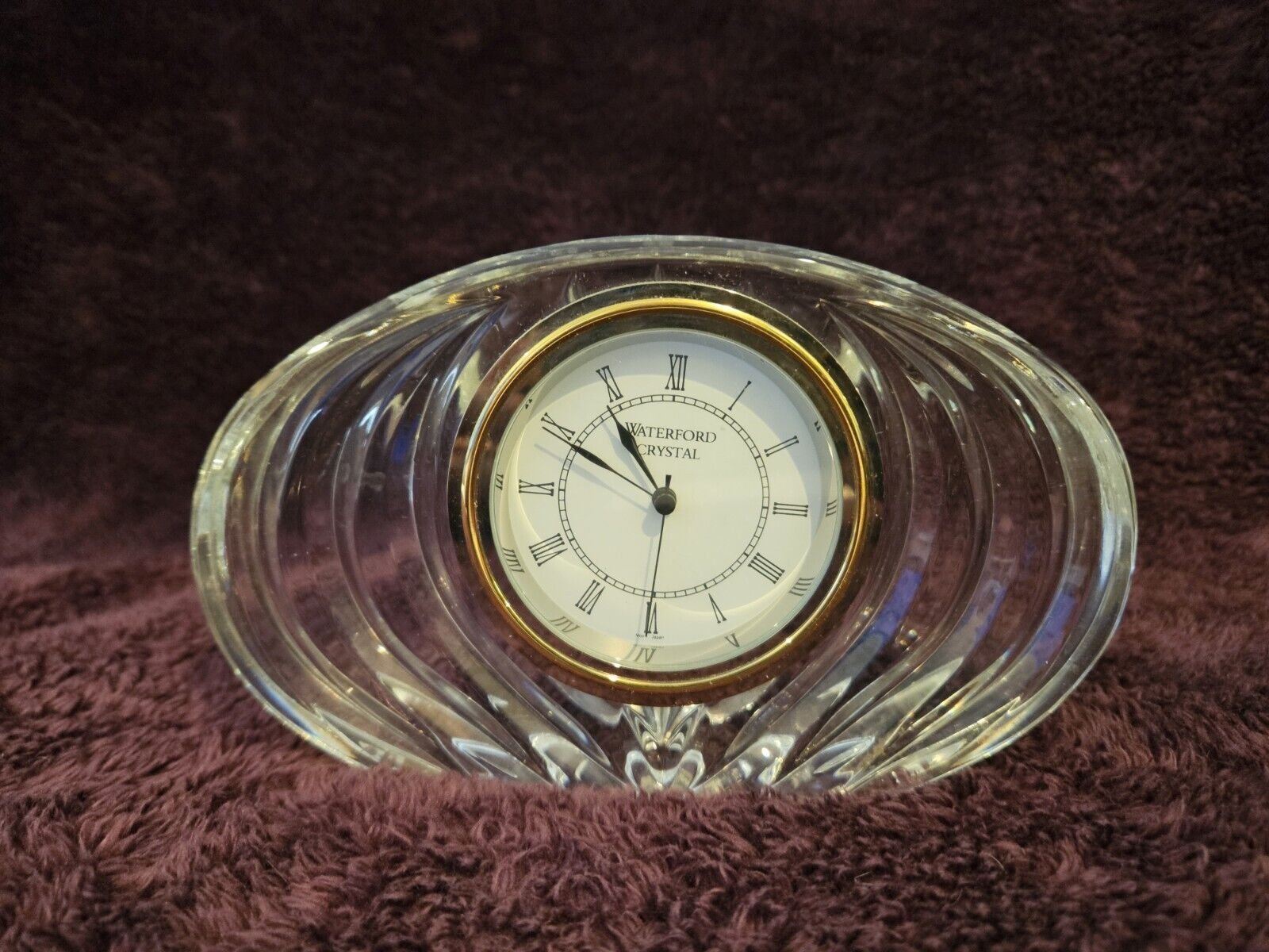 Waterford Crystal Small Quartz Oval Clock 4x7 Inch Mantle Desk Clock