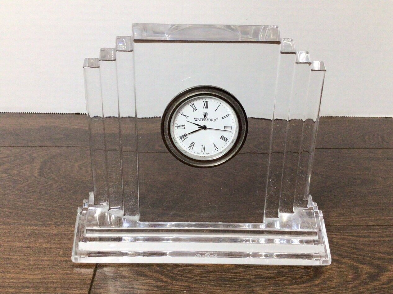 Waterford Crystal Time Pieces METROPOLITAN Mantle Desk Clock 5” Tall