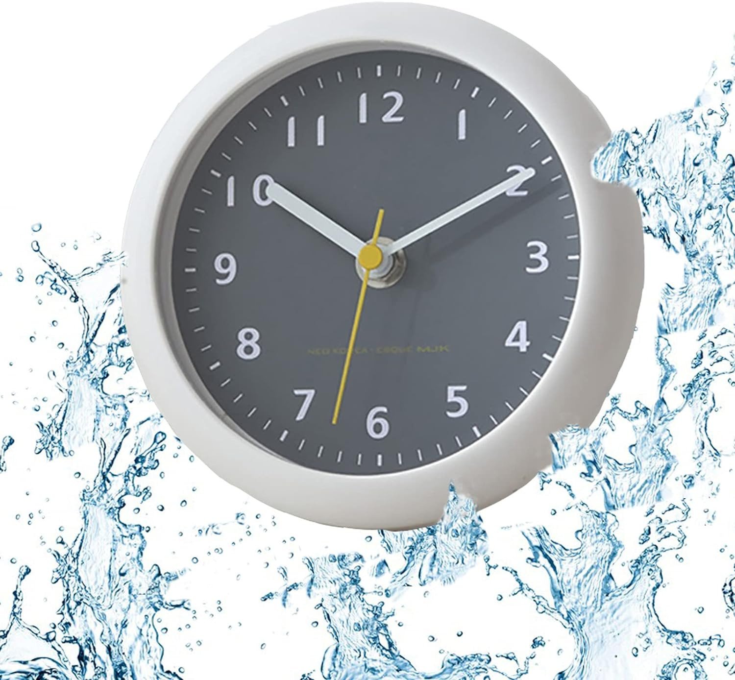 Waterproof Bathroom Wall Clock Silent Small Clock with Suction Cup