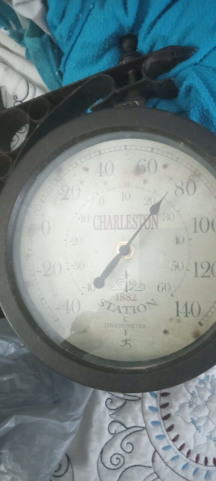 Weather-Resistant Train Station Clock with Double Sided Clock and Thermometer