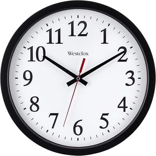 Westclox 14" Round Electric Powered Office Wall Clock, Black