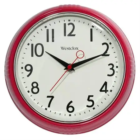 Westclox 9 . 5 " Red Retro 1950 s Convex Glass Lens Analog Quartz Accurate Wall Clock photo Westclox 9 . 5 " Red Retro 1950 s Convex Glass Lens Analog Quartz Accurate Wall Clock photo