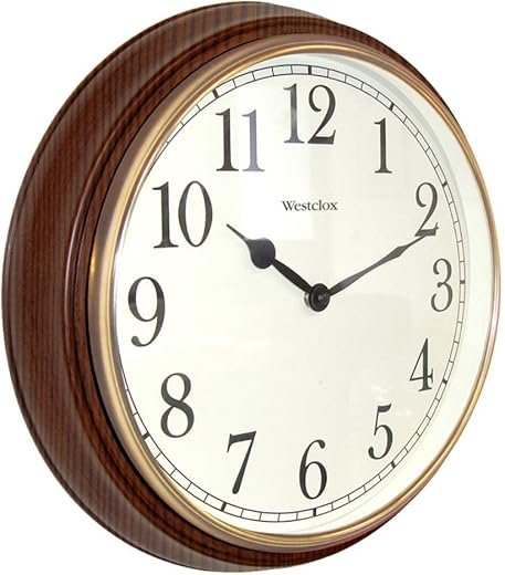 Westclox Quartz Wall Clock 15.5" Brown Quartz Movement Glass