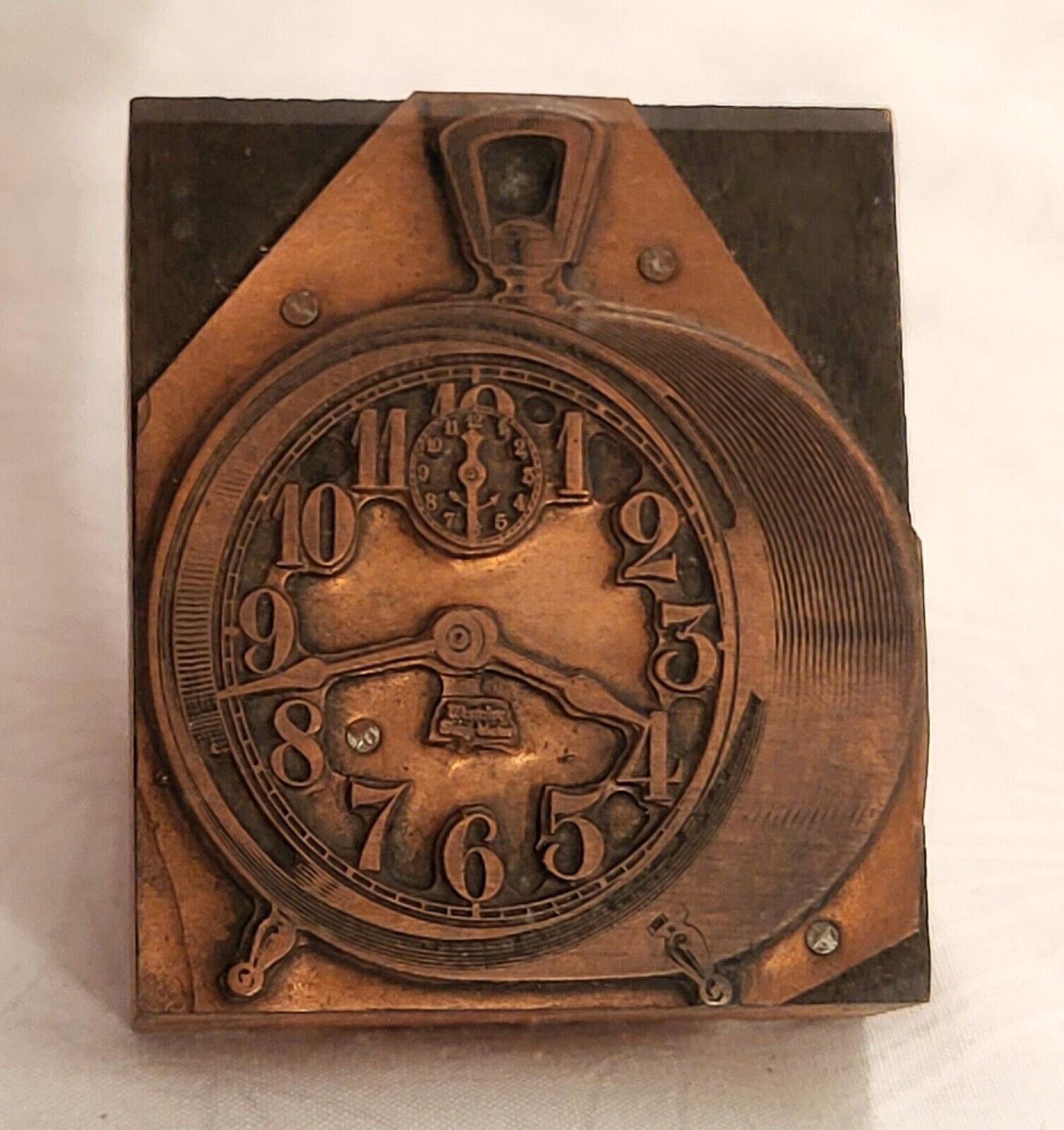 Westclox “Sleep Meter” Alarm Clock Copper Newspaper Print Block Press Ca 1925