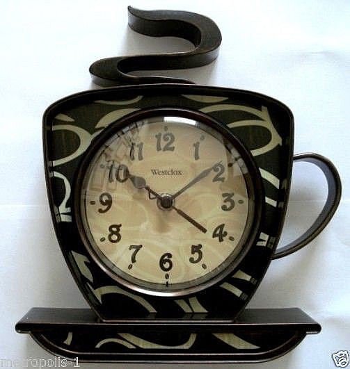 WESTCLOX,STEAMING HOT CUP,COFFEE LATTE DECORATIVE WALL CLOCK,QUARTZ MOVEMENT,NEW
